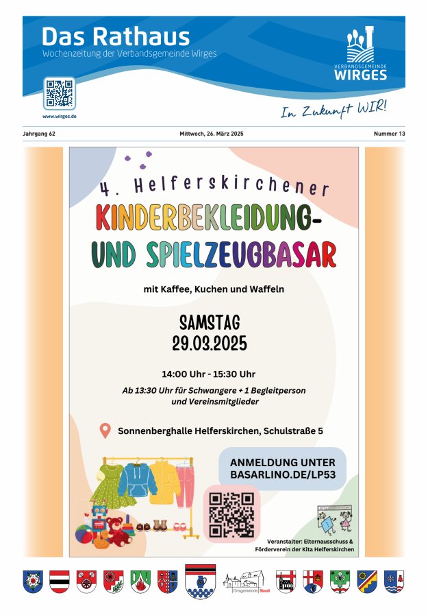 Das Rathaus - Informationen für die Bürger in der VG Wirges Titelblatt 13/2025