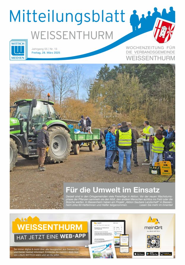 Mitteilungsblatt für den Bereich der Verbandsgemeinde Weißenthurm Titelblatt 13/2025
