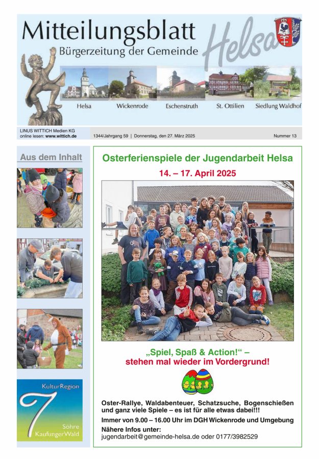 Mitteilungsblatt Helsa Titelblatt 13/2025