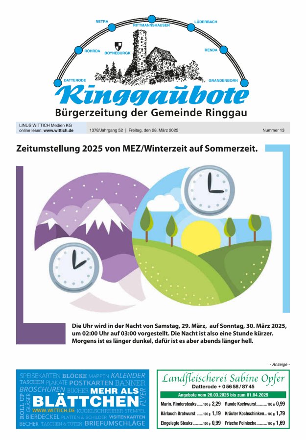 Ringgaubote Titelblatt 13/2025