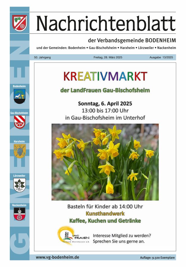 Nachrichtenblatt der VG Bodenheim              Titelblatt 13/2025