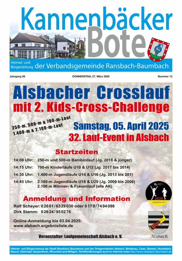 Kannenbäcker-Bote der Verbandsgemeinde Ransbach-Baumbach Titelblatt 13/2025