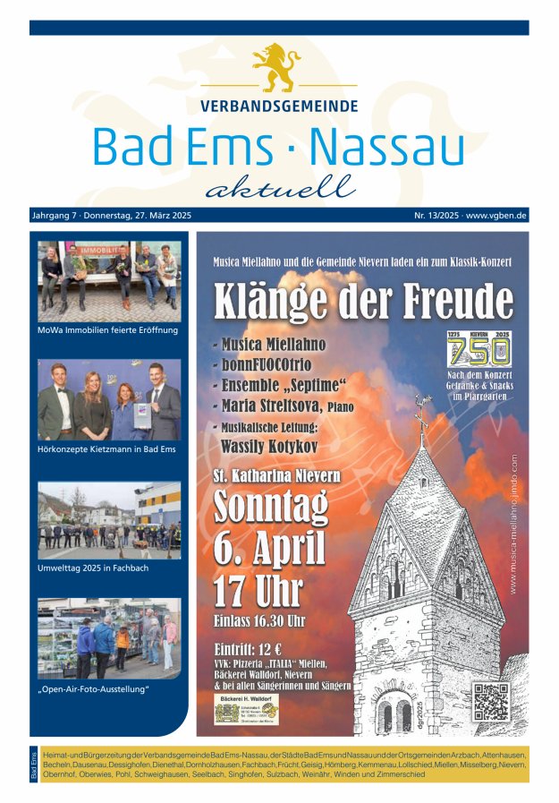 Bad Ems-Nassau aktuell Ausgabe Bad Ems Titelblatt 13/2025
