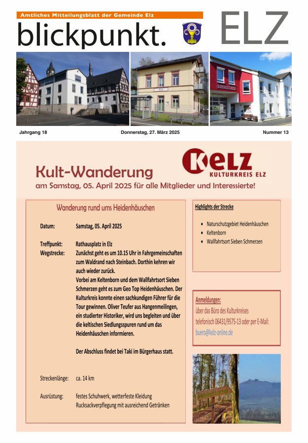 Blickpunkt Elz Titelblatt 13/2025