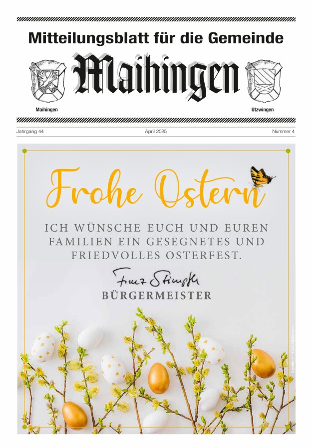 Mitteilungsblatt für die Gemeinde Maihingen Titelblatt 04/2025