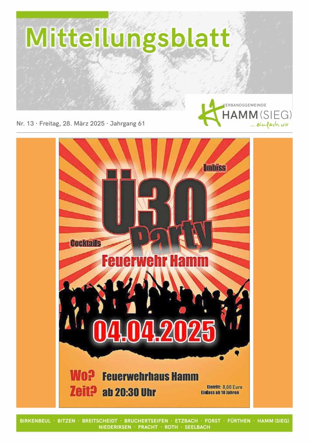 Mitteilungsblatt Hamm (Sieg) Titelblatt 13/2025