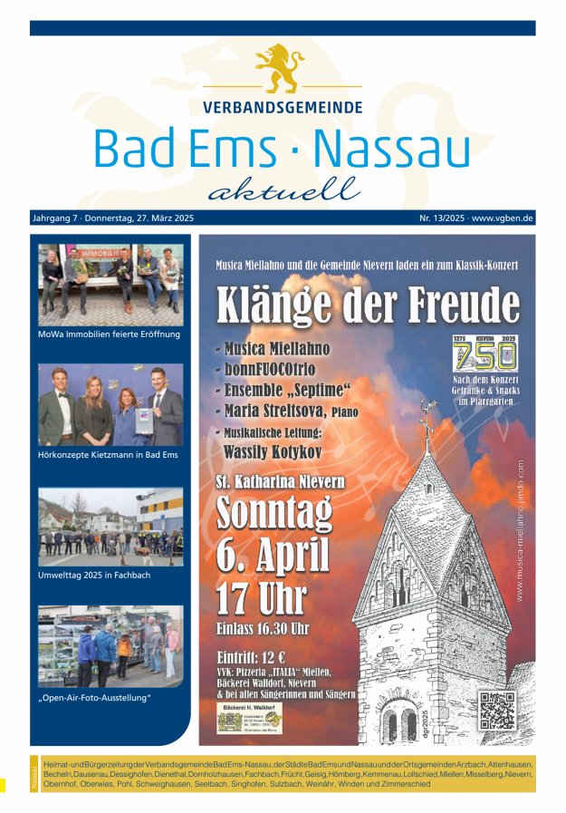 Bad Ems-Nassau aktuell Ausgabe Nassau Titelblatt 13/2025