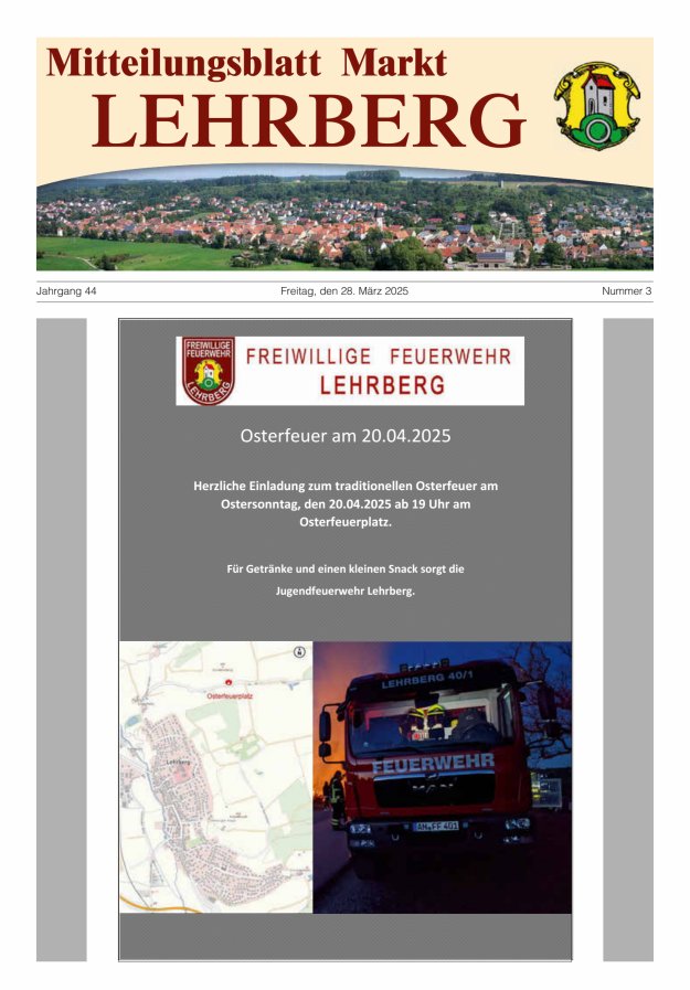 Mitteilungsblatt Markt Lehrberg Titelblatt 03/2025