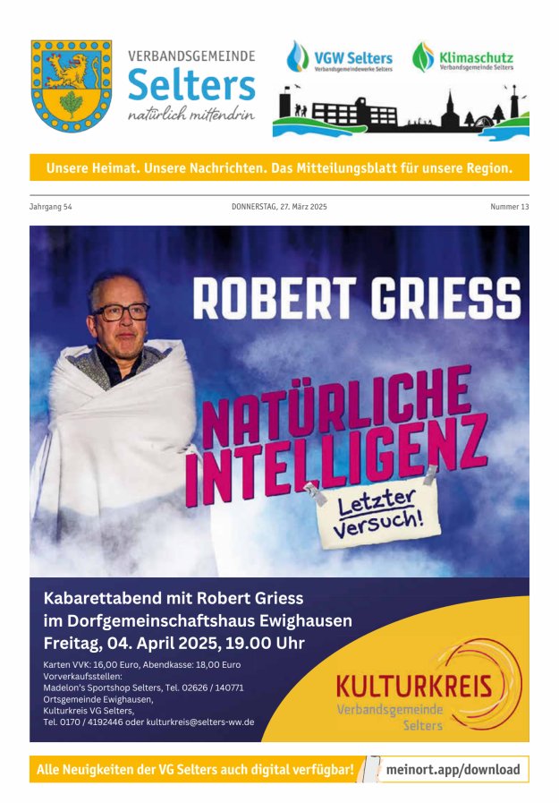 Unsere Verbandsgemeinde Selters Ww Titelblatt 13/2025