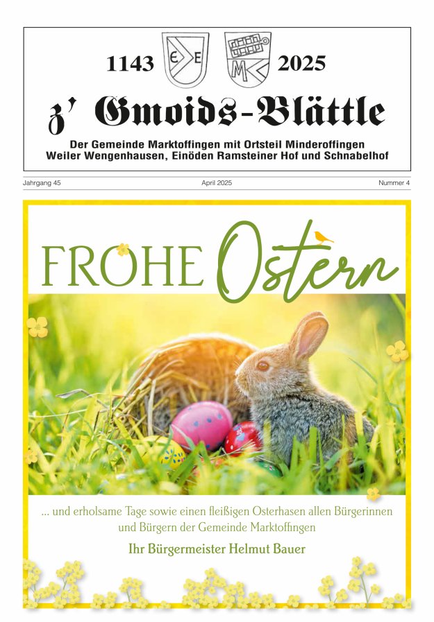 z'Gmoids-Blättle der Gemeinde Marktoffingen mit Ortsteilen Titelblatt 04/2025
