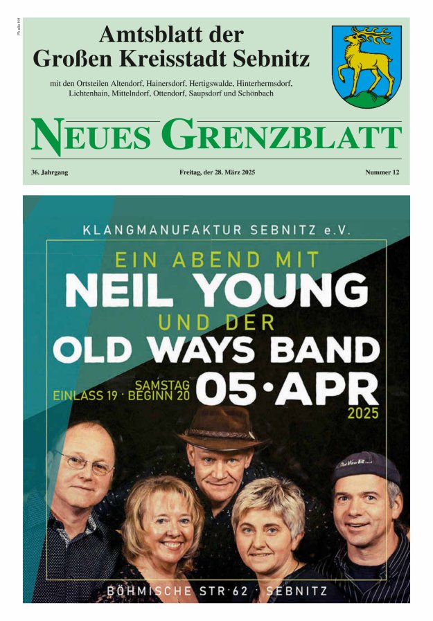 Amtsblatt der Großen Kreisstadt Sebnitz mit den Ortsteilen Titelblatt 12/2025