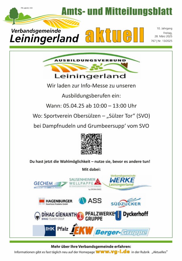 VG Leiningerland aktuell Titelblatt 13/2025