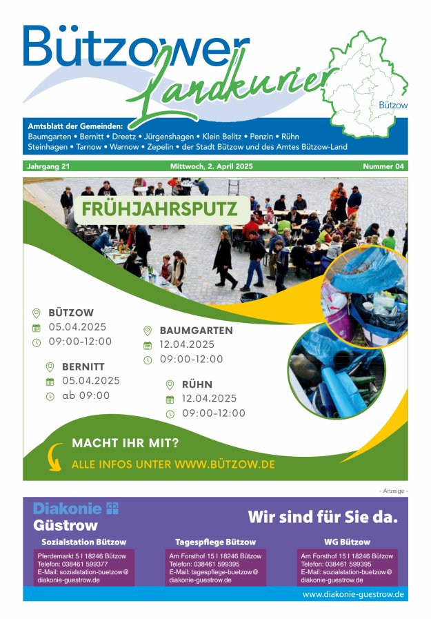 Bützower Landkurier Titelblatt 04/2025