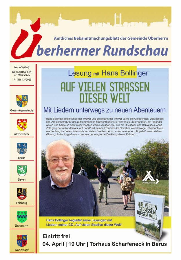 Überherrner Rundschau Titelblatt 13/2025