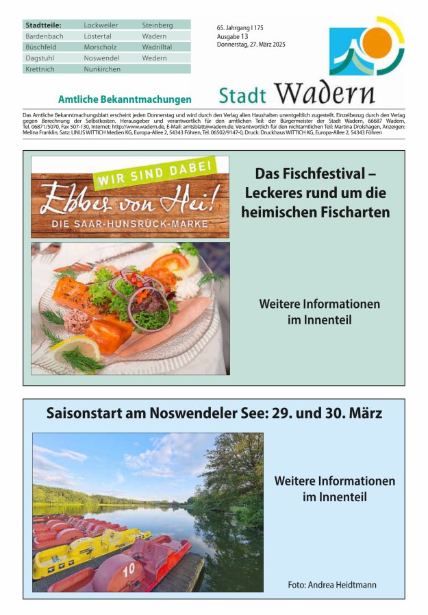 Stadt Wadern Titelblatt 13/2025