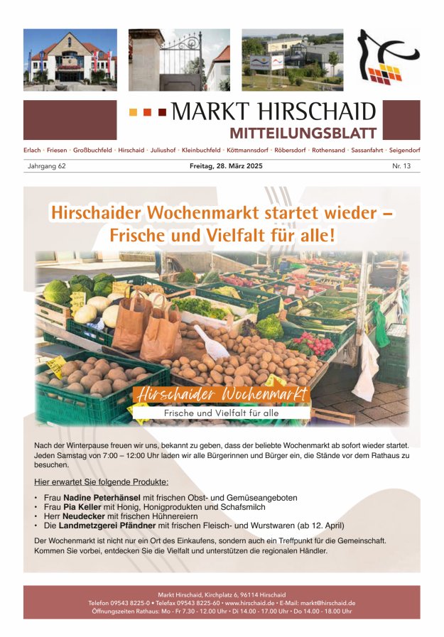 Mitteilungsblatt Markt Hirschaid Titelblatt 13/2025