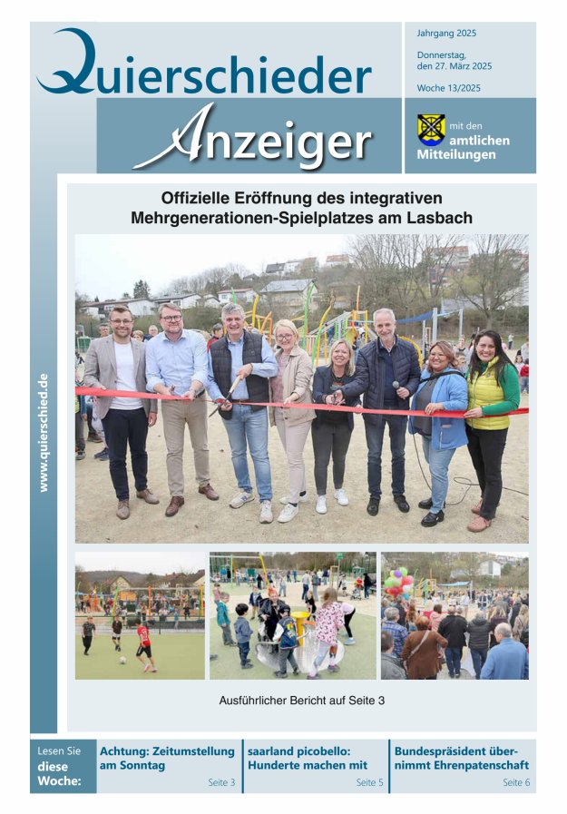 Quierschieder Anzeiger Titelblatt 13/2025