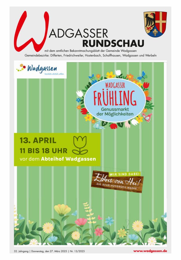 Wadgasser Rundschau Titelblatt 13/2025