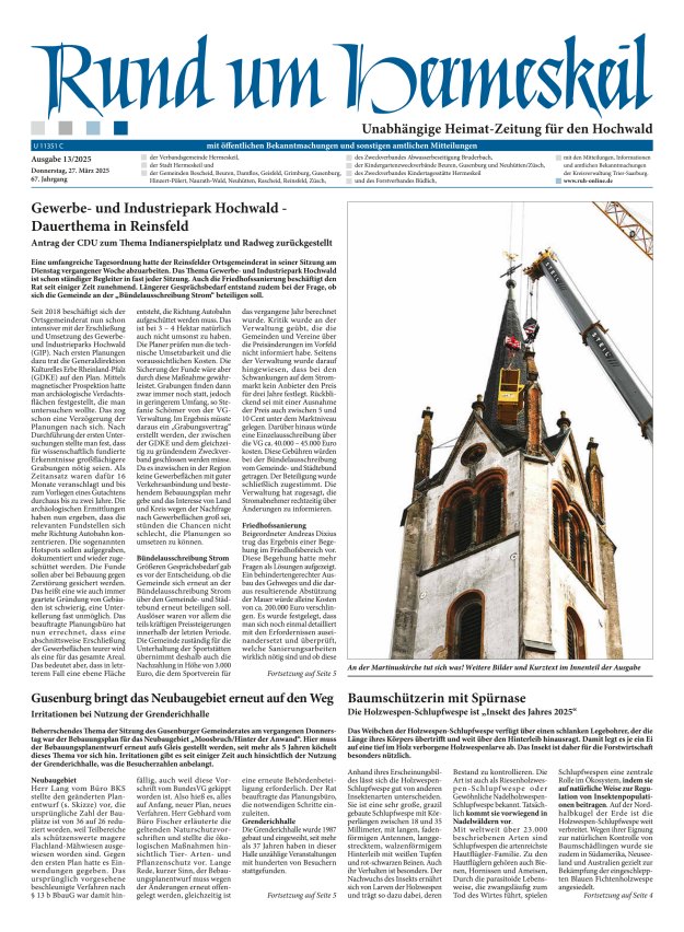 Rund um Hermeskeil Titelblatt 13/2025