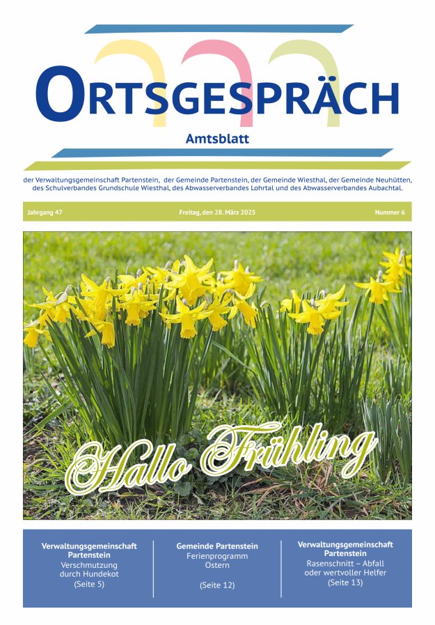 Ortsgespräch - Amtsblatt der VG Partenstein und ihrer Körperschaften Titelblatt 06/2025