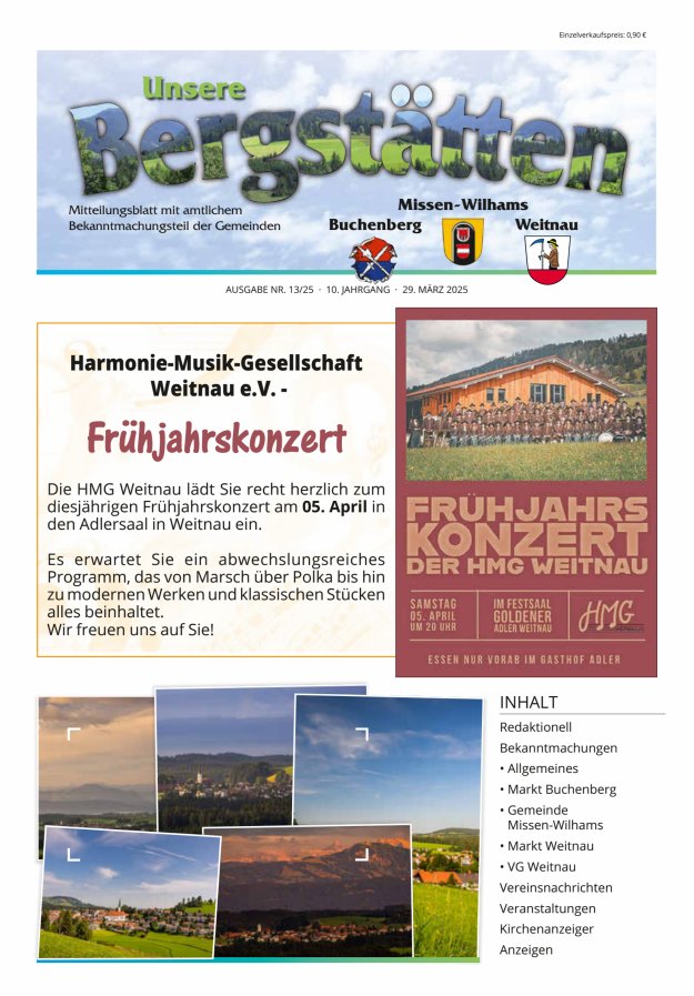 Unsere Bergstätten Mitteilungsblatt mit amtlichem Bekanntmachungsteil Titelblatt 13/2025