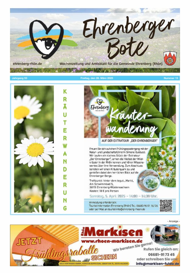 Ehrenberger Bote Titelblatt 13/2025