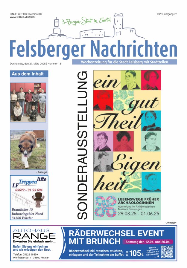 Felsberger Nachrichten Titelblatt 13/2025