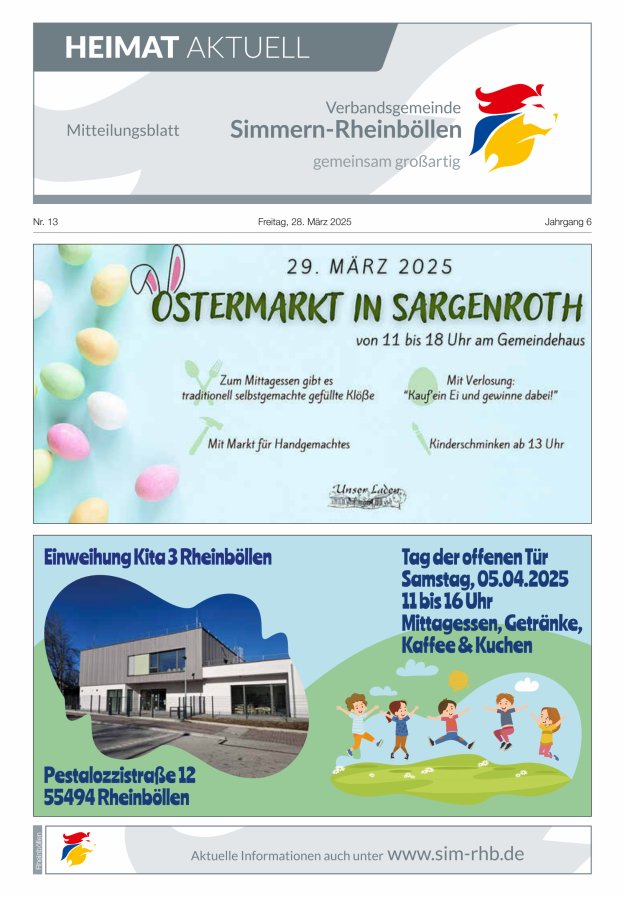Heimat Aktuell Mitteilungsblatt der VG Simmern-Rheinböllen-Ausg Rheinböllen Titelblatt 13/2025