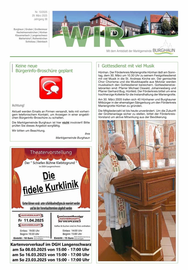 WIR - mit Amtsblatt der Marktgemeinde Burghaun Titelblatt 13/2025