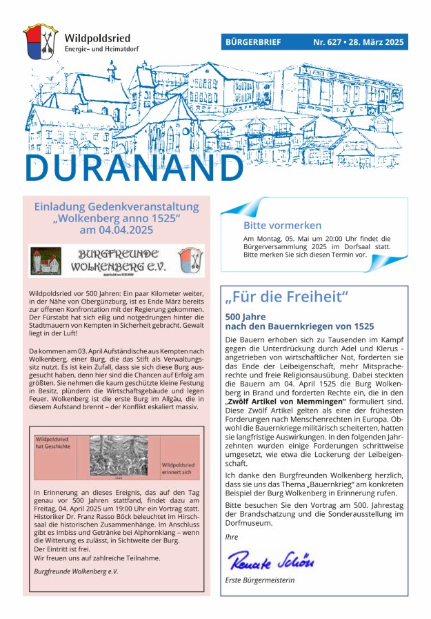 Wildpoldsrieder Duranand Titelblatt 627/2025
