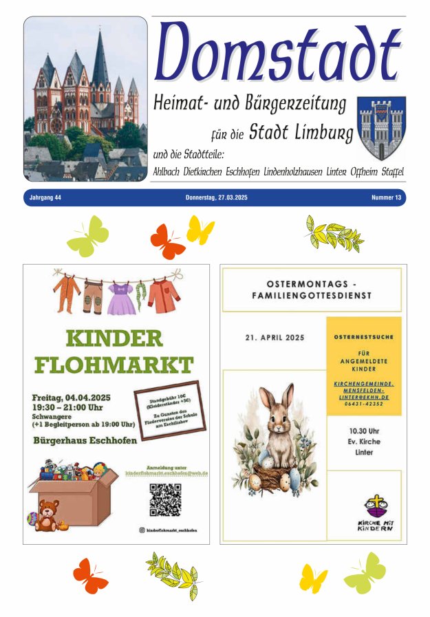 Domstadt - Heimat- und Bürgerzeitung für die Stadt Limburg Titelblatt 13/2025