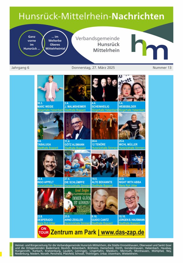 Hunsrück-Mittelrhein Nachrichten Ausgabe Emmelshausen Titelblatt 13/2025