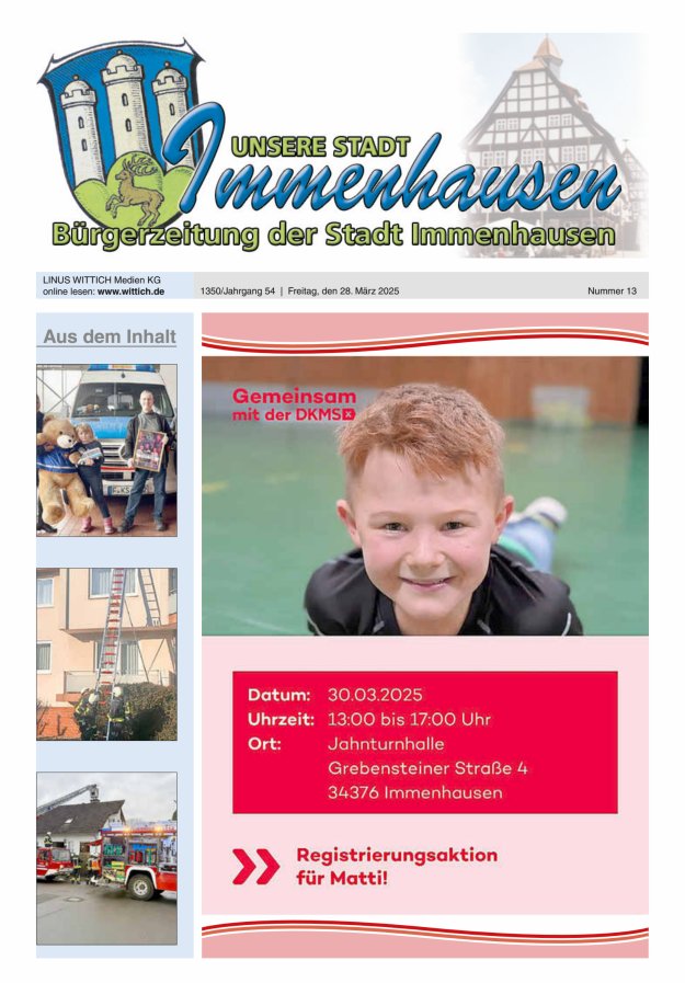 Unsere Stadt Immenhausen Titelblatt 13/2025