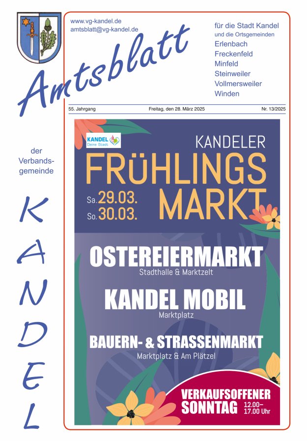 Amtsblatt VG Kandel Titelblatt 13/2025