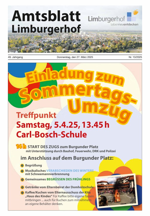 Amtsblatt Limburgerhof Titelblatt 13/2025