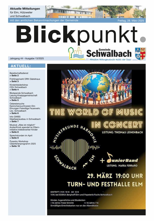 Blickpunkt Schwalbach Titelblatt 13/2025