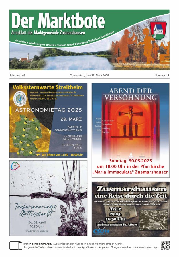 Zusmarshausen - Der Marktbote Titelblatt 13/2025