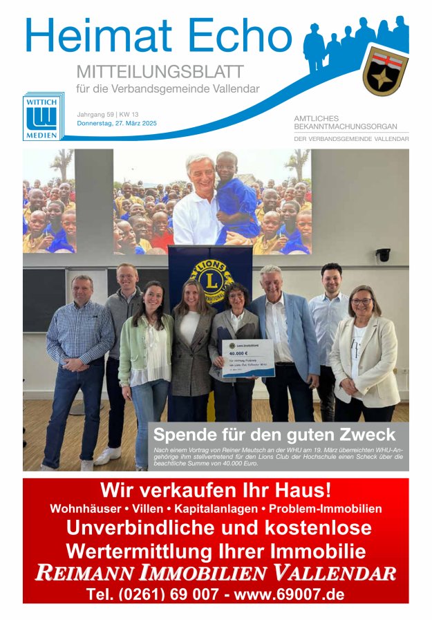 Heimat-Echo - Heimat- und Bürgerzeitung Verbandsgemeinde Vallendar Titelblatt 13/2025