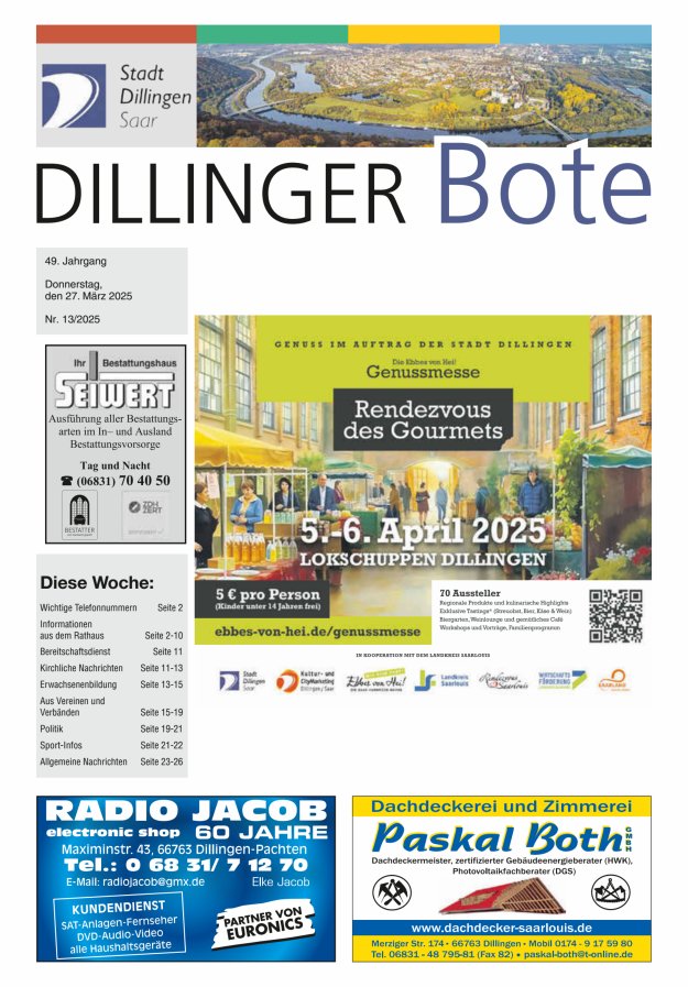 Dillinger Bote Titelblatt 13/2025