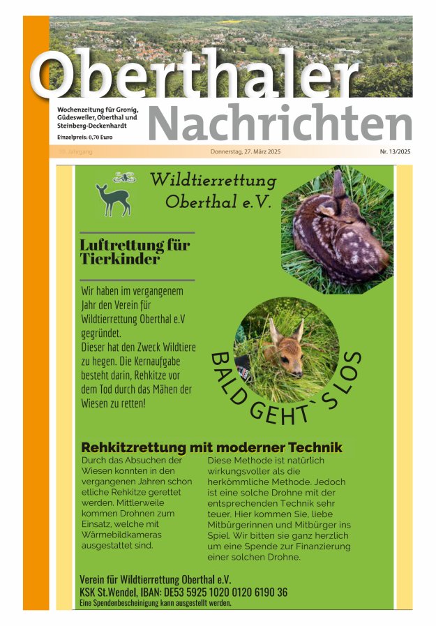Oberthaler Nachrichten Titelblatt 13/2025