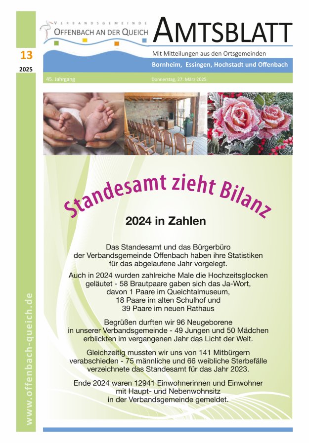 Amtsblatt VG Offenbach an der Queich Titelblatt 13/2025