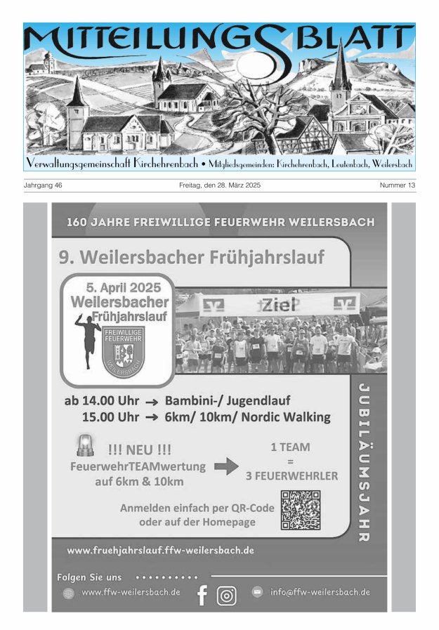 Mitteilungsblatt Verwaltungsgemeinschaft Kirchehrenbach Titelblatt 13/2025