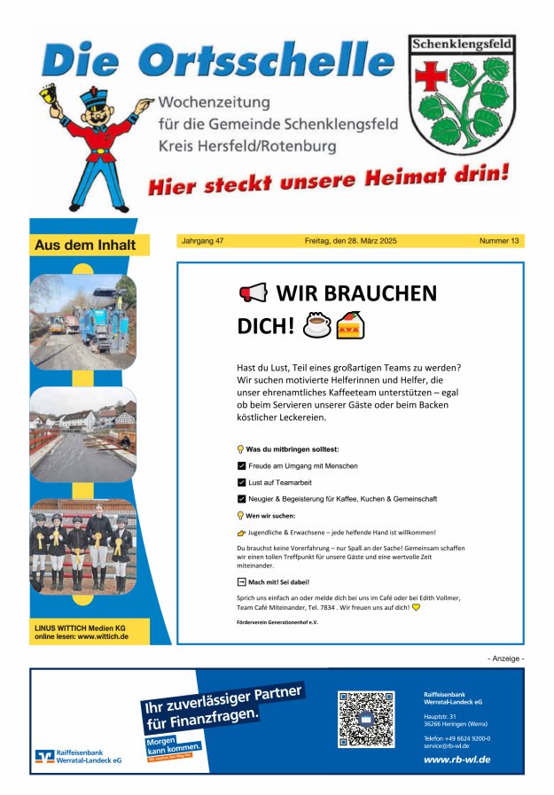 Die Ortsschelle Titelblatt 13/2025