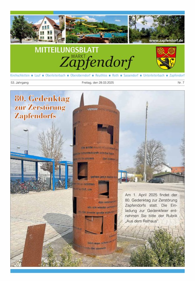 Mitteilungsblatt Markt Zapfendorf Titelblatt 07/2025