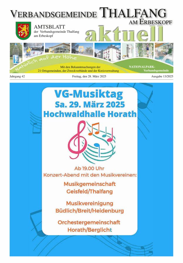 Thalfang aktuell - Amtsblatt VG Thalfang Titelblatt 13/2025