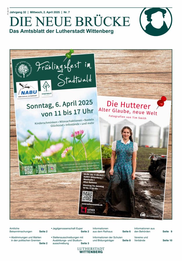 Die neue Brücke – Das Amtsblatt der Lutherstadt Wittenberg Titelblatt 07/2025