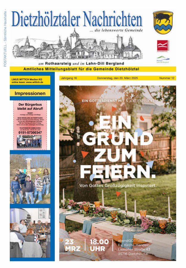 Dietzhölztaler Nachrichten Titelblatt 12/2025
