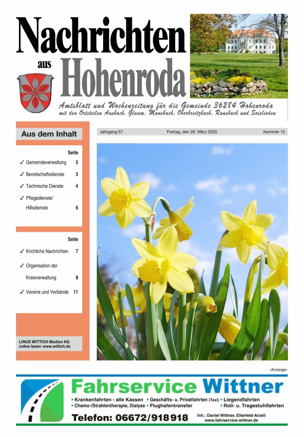 Nachrichten aus Hohenroda Titelblatt 13/2025