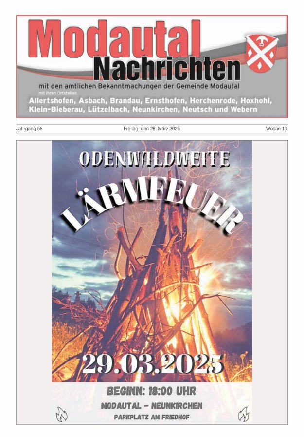 Modautal-Nachrichten Titelblatt 13/2025