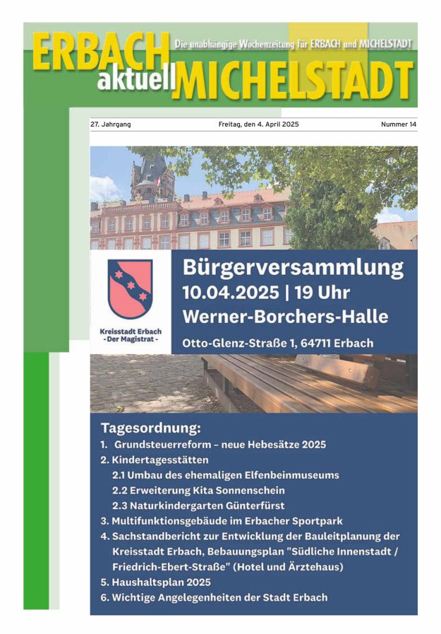 Erbach-Michelstadt aktuell Titelblatt 14/2025